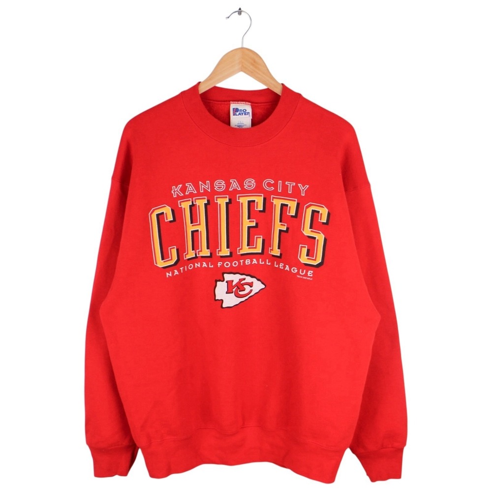 Vintage Kansas City Chiefs Crewneck Sweatshirt Pro Player 90s Red Size Large
